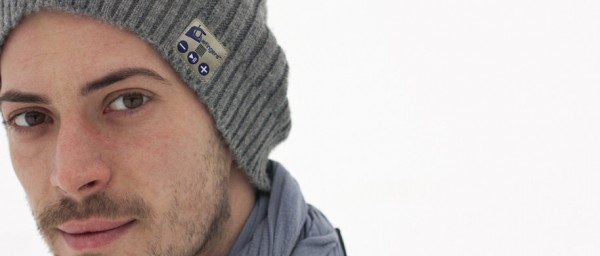 bluefingers smart beanie grey on head bluetooth headset qtooth