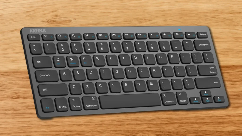 arteck ultra slim bluetooth keyboard review main view in black