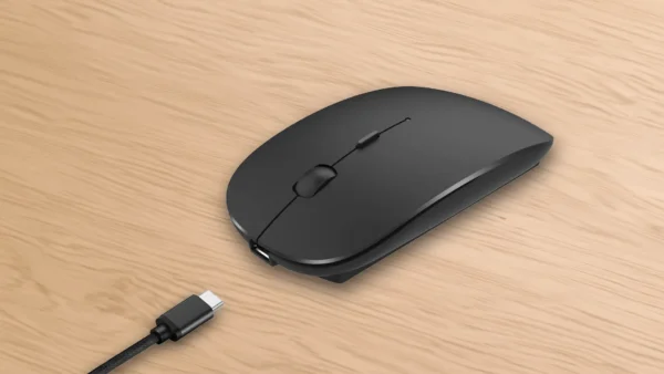 zeru bluetooth mouse rechargeable wireless mouse showing main view with charging cable